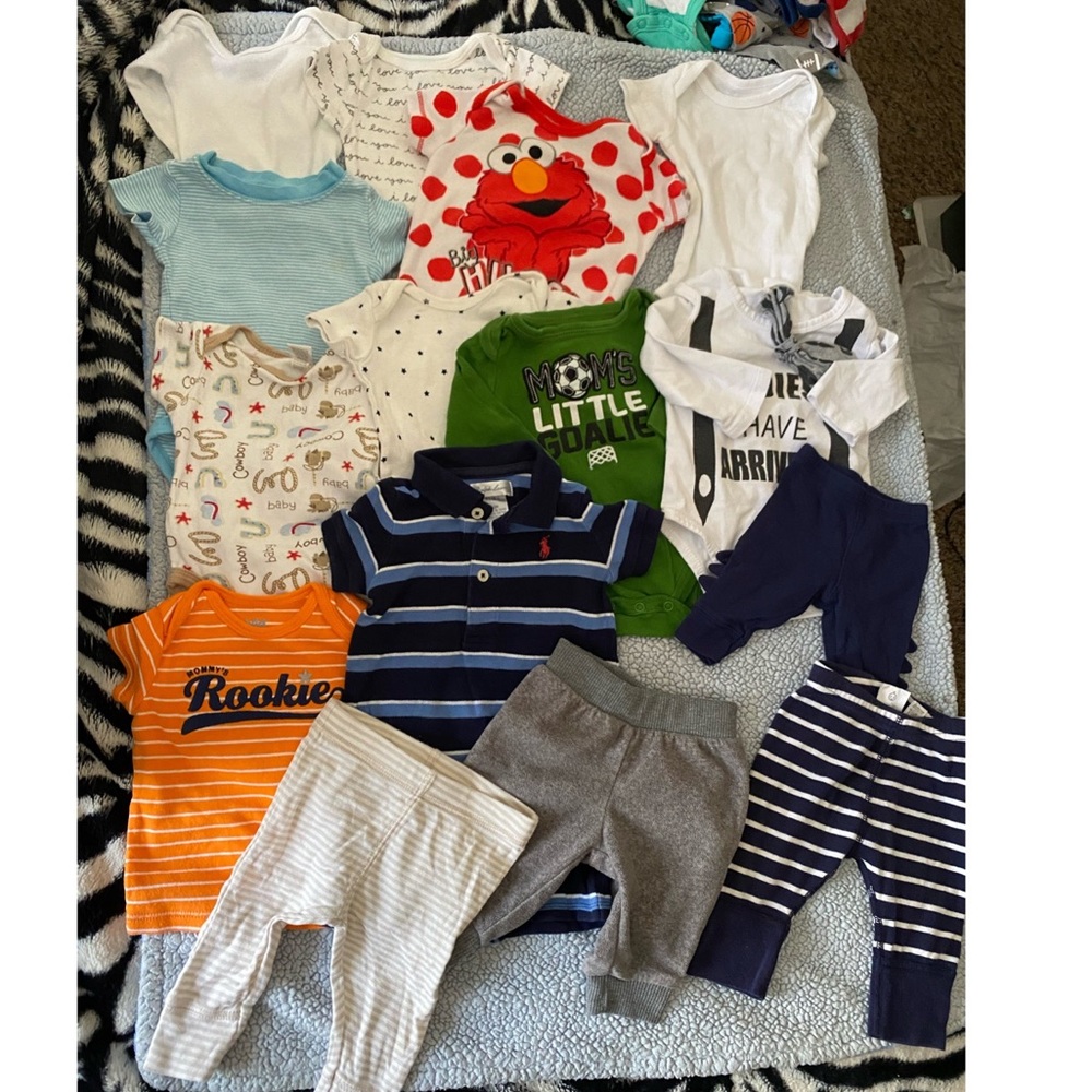 0-3 months baby boy tops and pants bundle